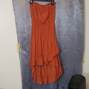Orange Ruffled Train-Like Dress